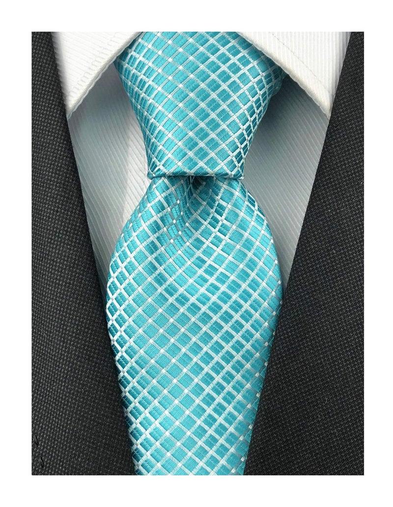 Elfeves Turquoise Ties Men's Lake Blue Silk Cravat Woven Tie Textile Business Casual Neckties - Image 2